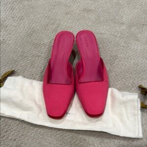 Doen Pink Mules Square Toe Minimalist Design brand new!